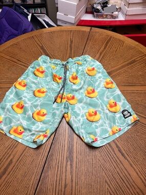 Neff Aqua Swim Shorts with Yellow Rubber Duck Print